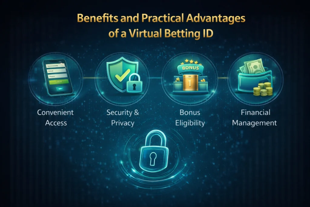Benefits of a Virtual Betting ID showing secure online betting, wallet access, and mobile convenience