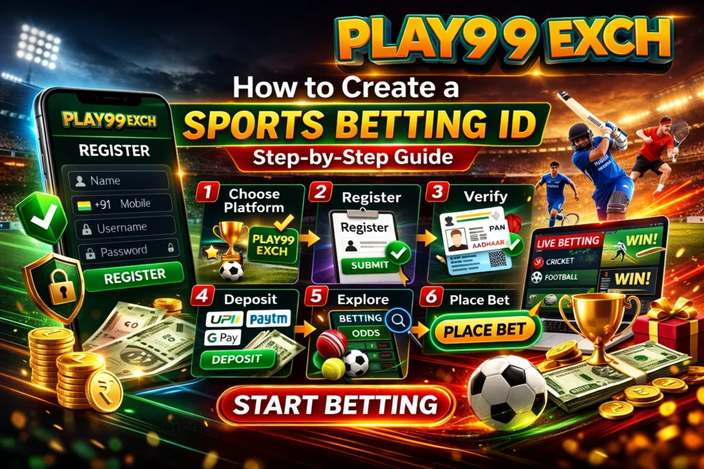 How to create a Sports Betting ID step-by-step guide with Play99 Exch logo and online betting registration process
