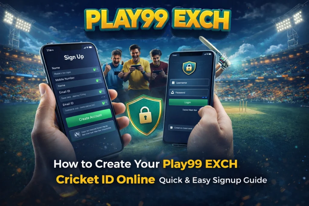 Play99 EXCH Cricket ID Online signup and registration process on mobile phone screen