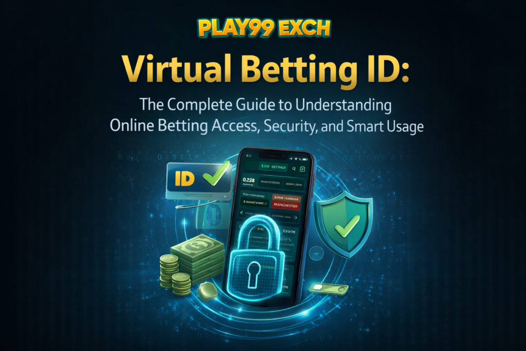 Virtual Betting ID complete guide banner with Play99Exch logo on dark background