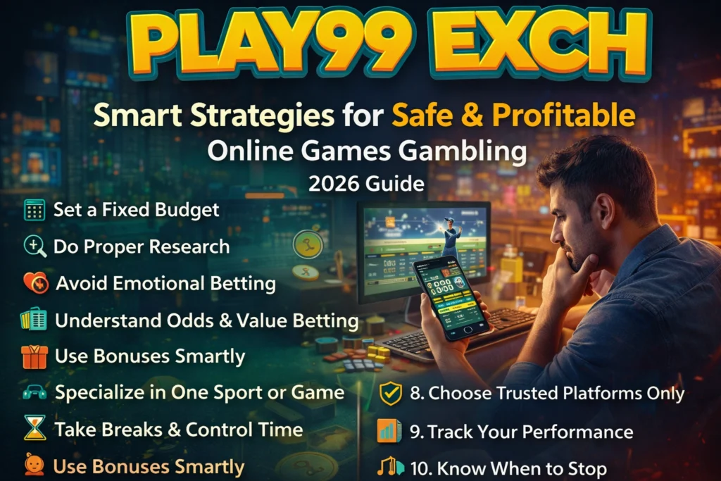 Smart strategies for online games gambling in 2026 showing sports betting analysis, bankroll management and responsible betting concept
