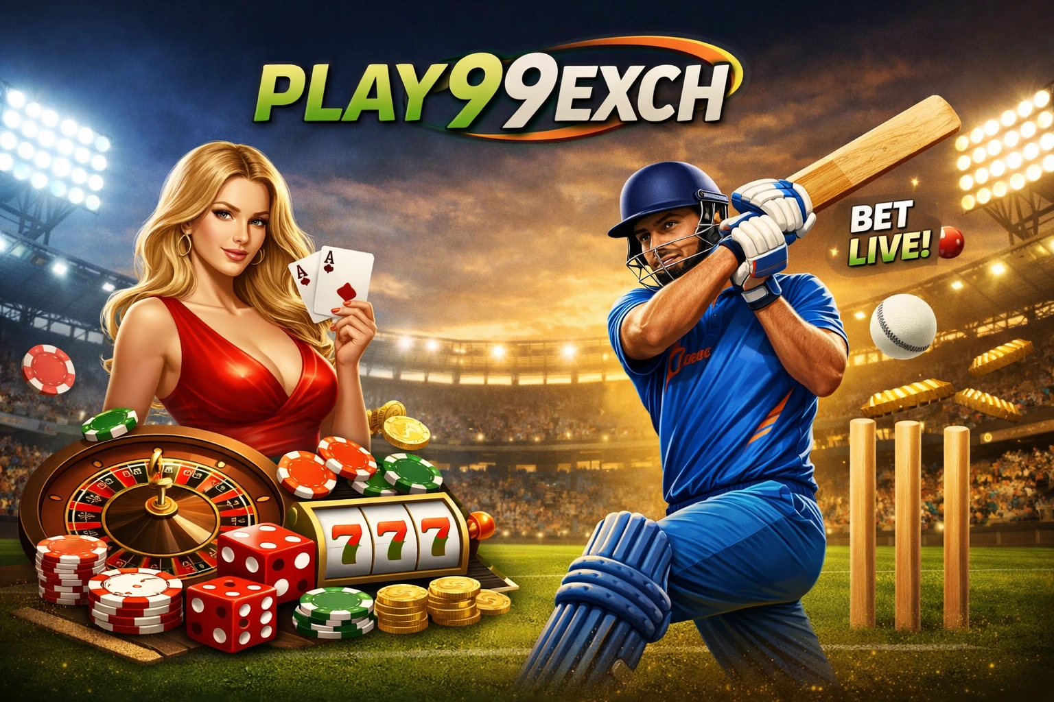 Play99Exch cricket and casino betting features illustration