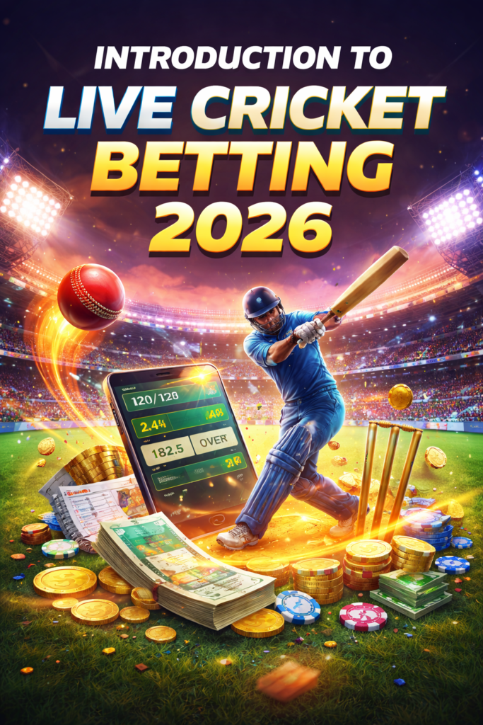 “Play99 Exch live cricket betting introduction 2026 featuring batsman, stadium, and mobile betting dashboard.”