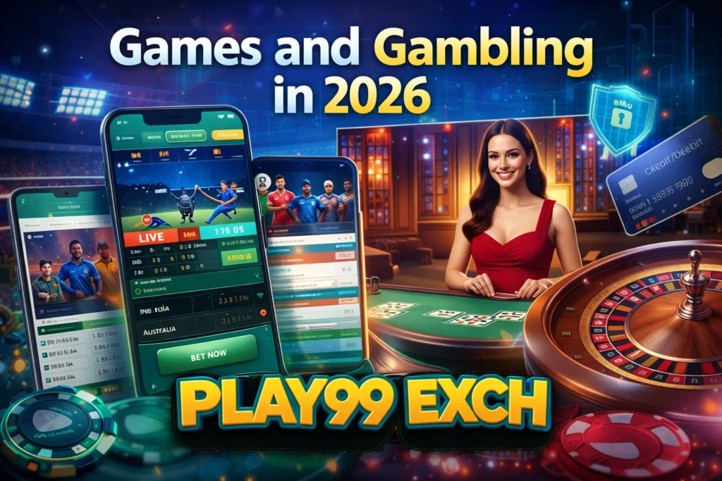 Online games and gambling platform with sports betting, live casino, and Play99 Exch logo